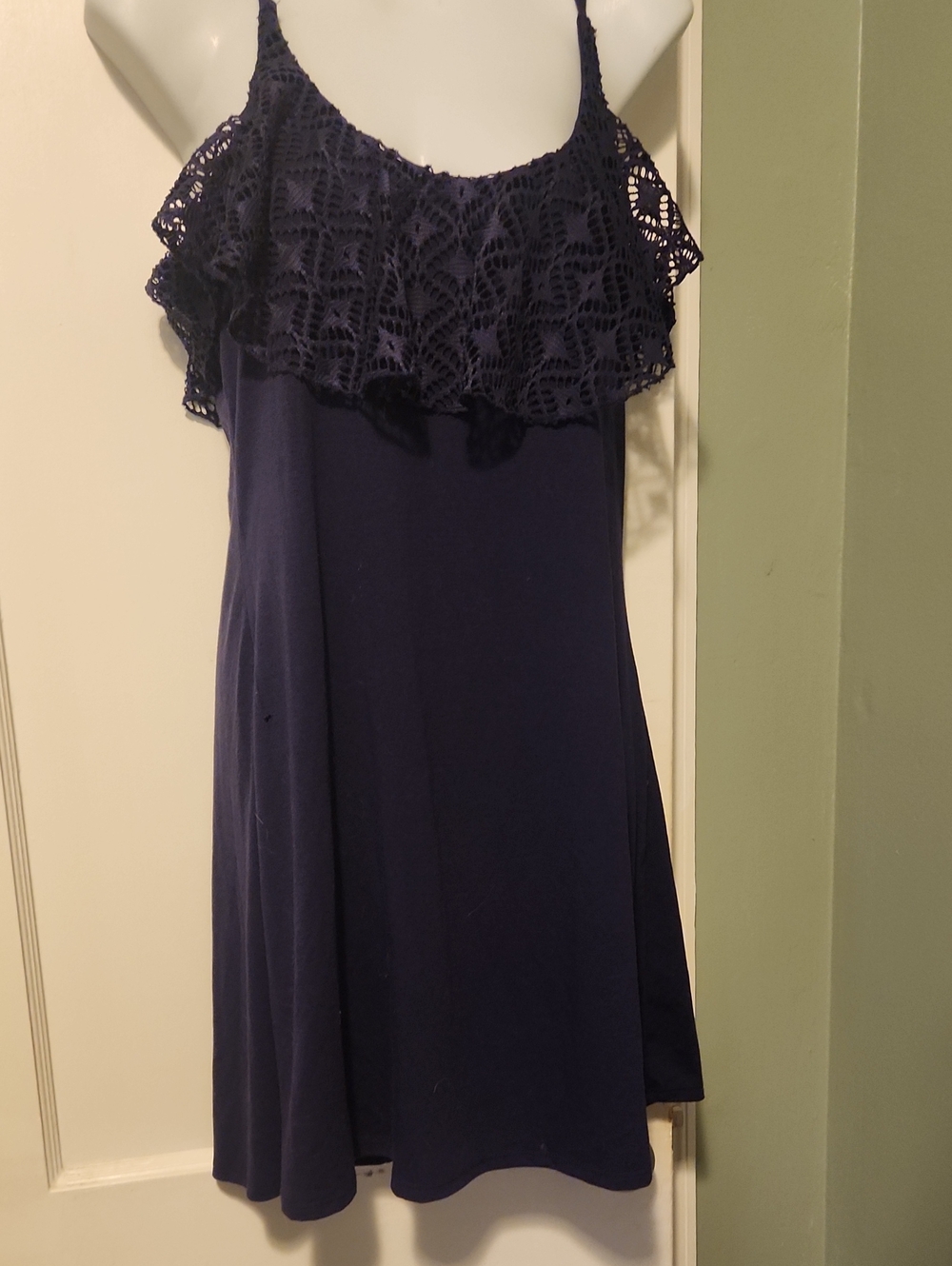 Purple Crochet Ruffle Swing Dress - Women